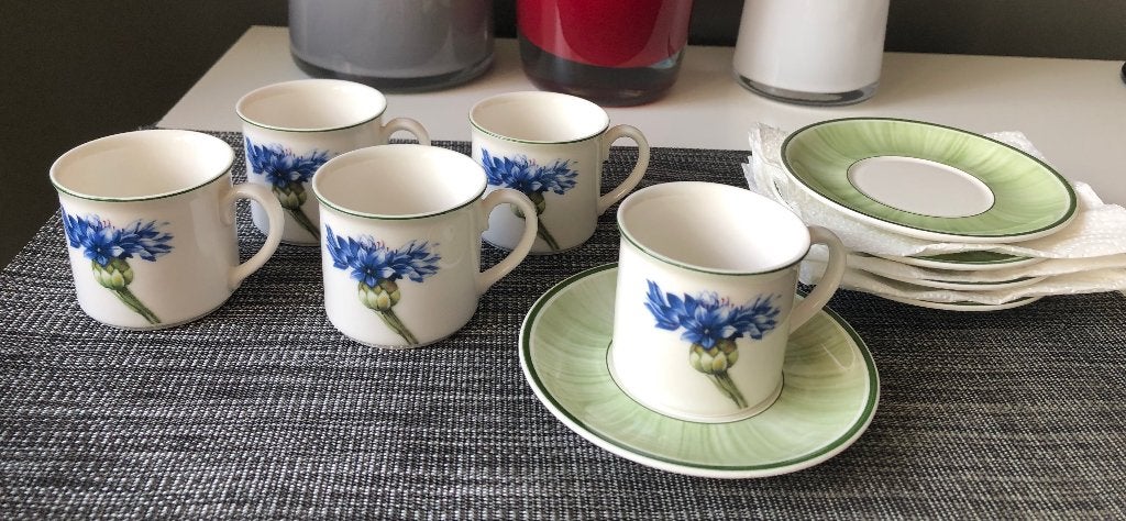 Villeroy & Boch Flora Espresso-/mokkakopjes en schoteltjes, Huis en Inrichting, Villeroy & Boch, Ophalen of Verzenden, Zo goed als nieuw
