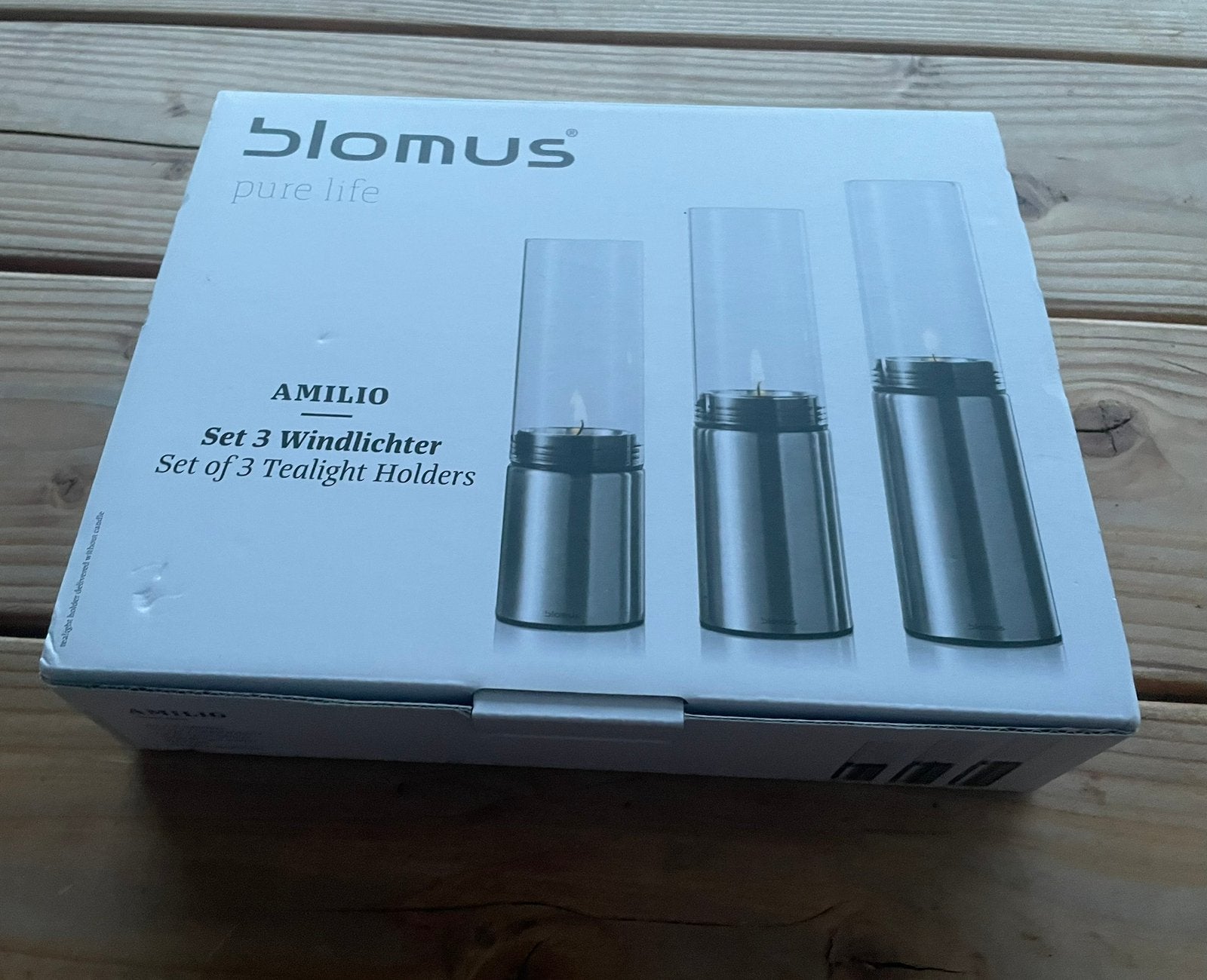 Blomus Windlichten Set - RVS en Glas - Pure Life, Ophalen of Verzenden, Nieuw, Windlicht