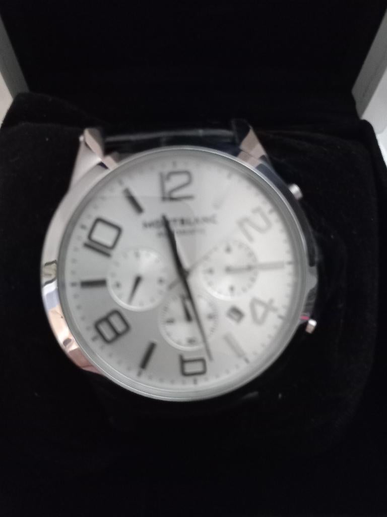 Montblanc herenhorloge n 9168 swiss made m. bruine led. band, Sieraden, Tassen en Uiterlijk, Horloges | Heren, Overige merken