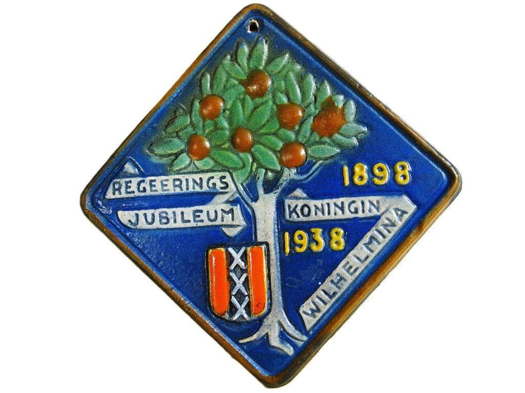 Jubileum tegel Wilhelmina - Koningin van 1898 - 1938, Antiek en Kunst, Antiek | Wandborden en Tegels, Ophalen of Verzenden