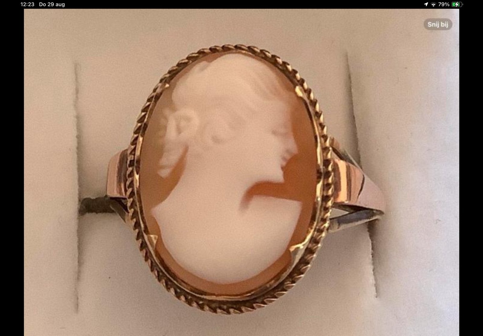 Antieke vintage gouden ringen Camee Bloedkoraal Parels 14/18, Verzenden, Zo goed als nieuw, Dame of Heer, Goud