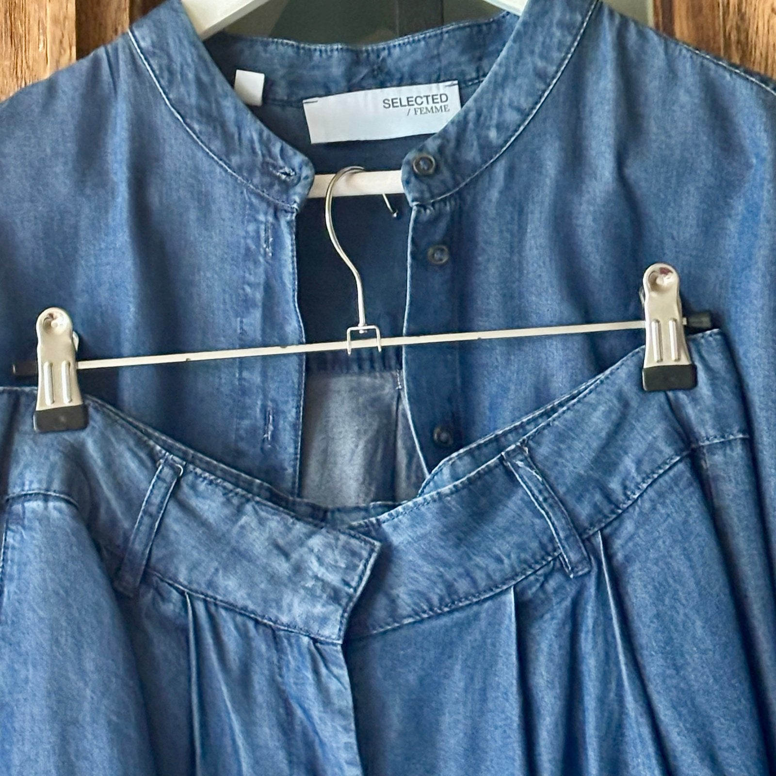 Selected Femme denim blouse en broek set, Kleding | Dames, Maat 38/40 (M), Blauw, Ophalen of Verzenden, Zo goed als nieuw