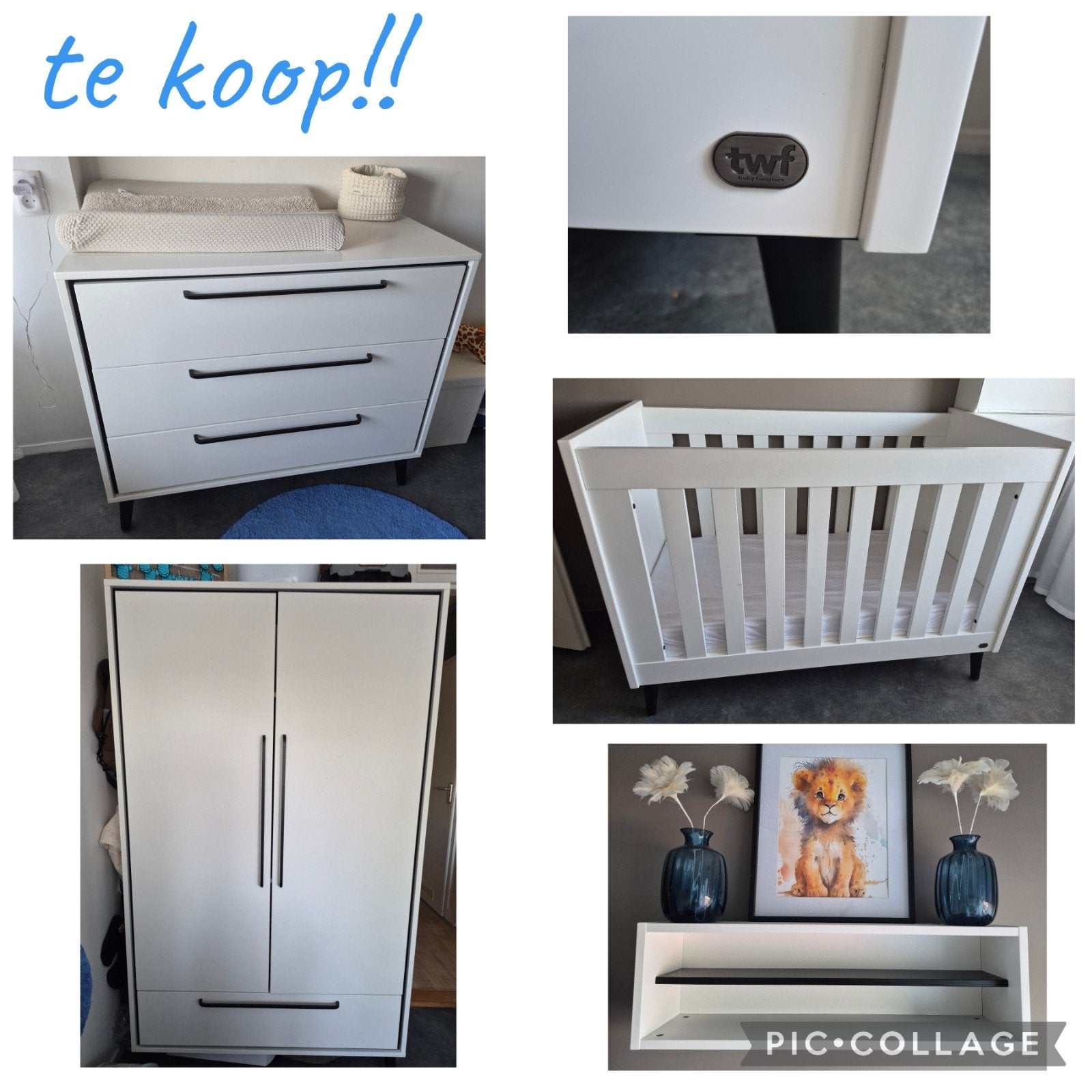 Complete TWF Babykamer: Commode, Kast, Bed & Wandplank, Ophalen of Verzenden