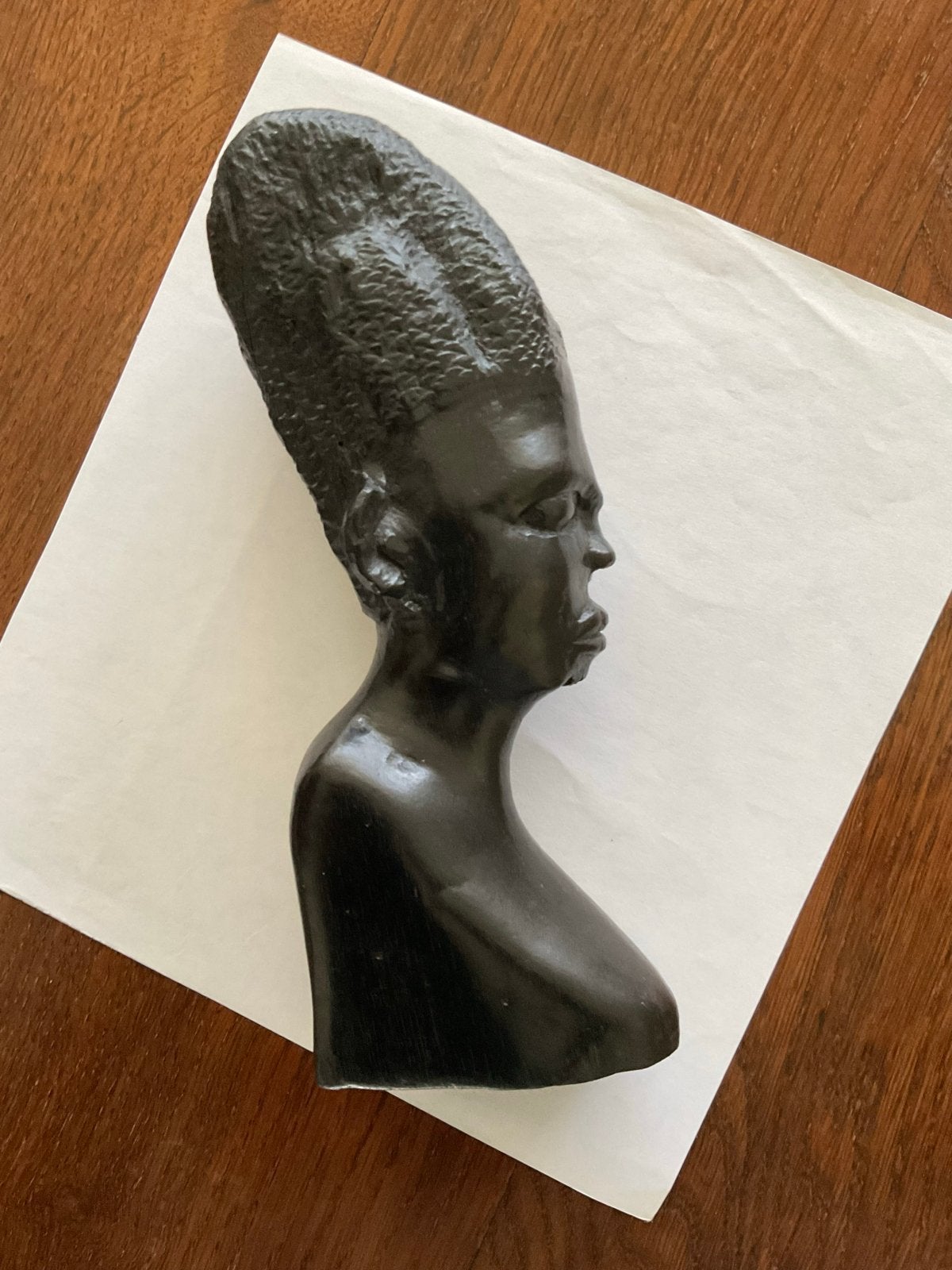 Vintage Afrikaans Houten Beeldje - Vrouwenbuste, Hout, Afrika, 18 cm, Zwart