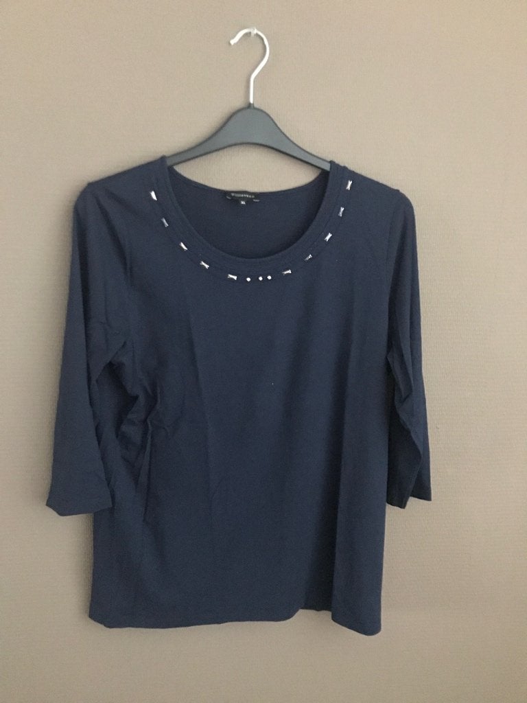 Donker blauw dames shirt met 3/4 mouw, Kleding | Dames, Blauw, Maat 46/48 (XL) of groter, Ophalen of Verzenden, Witteveen