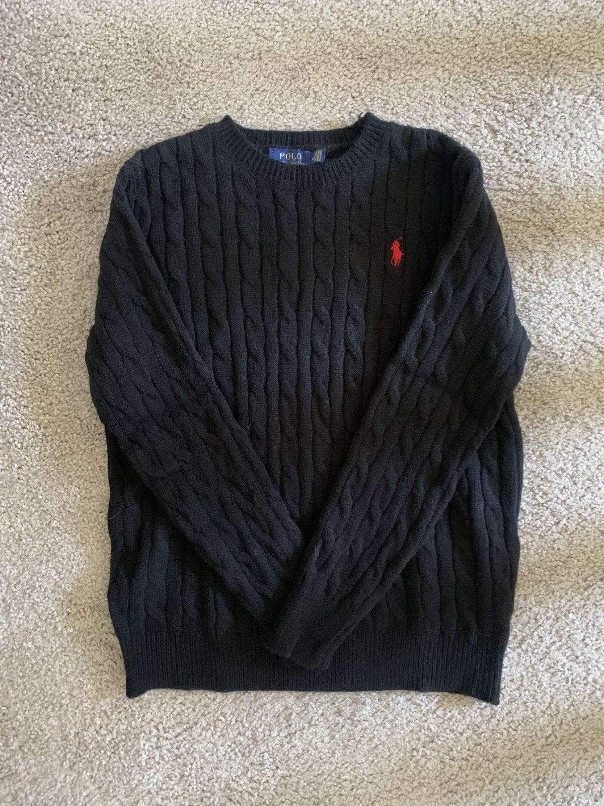 Ralph Lauren Kabeltrui - Maat: M, Maat 48/50 (M), Zwart, Ralph Lauren, Ophalen of Verzenden