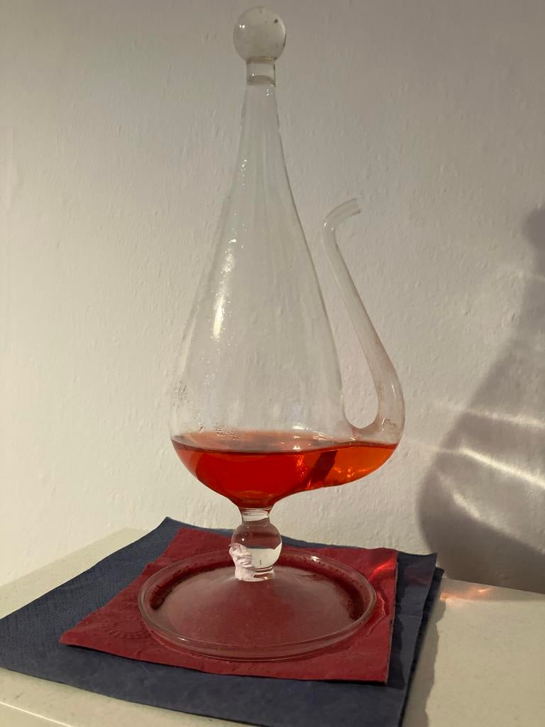 Antieke Glazen Schenkkan met Tuit - Uniek Design, Antiek en Kunst, Antiek | Glas en Kristal, Ophalen