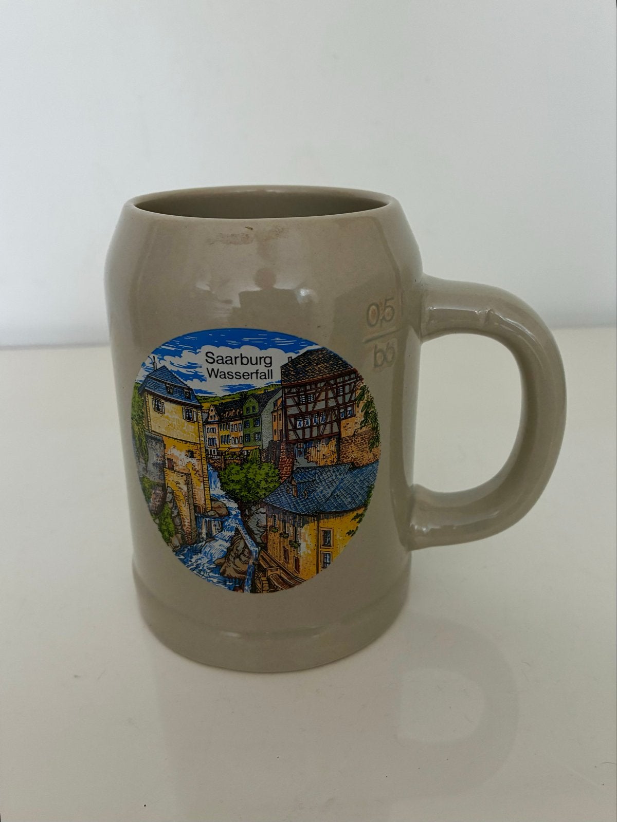 Vintage 70/80 Bierpul Saarburg Wasserfall - 0,5L, Ophalen of Verzenden, Zo goed als nieuw, Pul(len), Overige merken