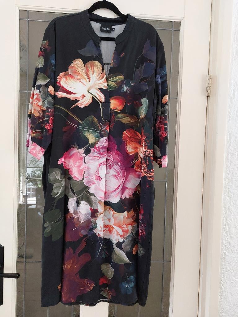 Zgan zwart met bloemen jurk/tuniek van Nu Denmark, mt XXL, Ophalen of Verzenden, Zo goed als nieuw, Nu Denmark, Jurk