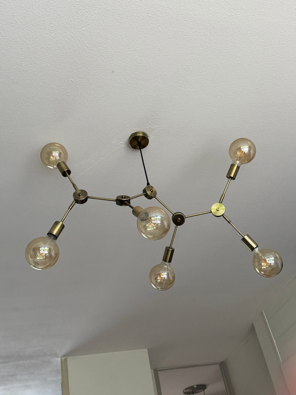 Moderne Sputnik Kroonluchter - Goudkleurig Metaal, Ophalen of Verzenden, Zo goed als nieuw, Metaal