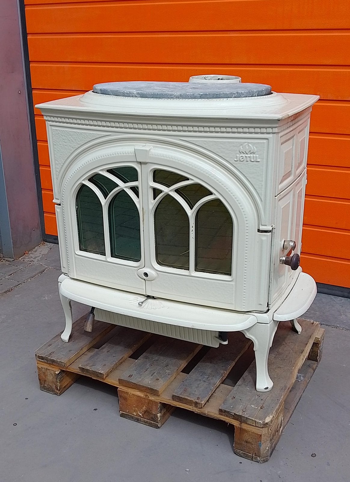 Zgan Jotul f 600 wit enaille met speksteen houtkachel 10 kw