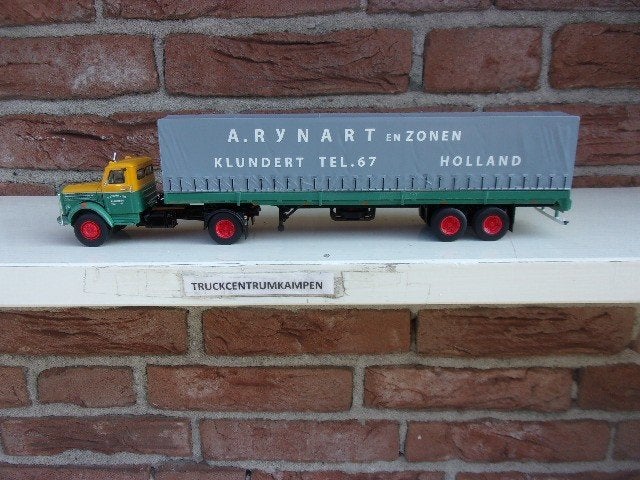 Tekno  Scania  L71  met  Huifoplegger  van  Rynart., Hobby en Vrije tijd, Modelauto's | 1:50, Ophalen of Verzenden, Nieuw, Bus of Vrachtwagen