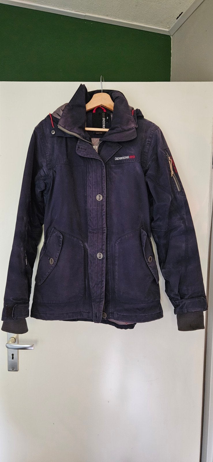 Winterjas van Didriksons, Kleding | Dames, Maat 38/40 (M), Blauw, Ophalen of Verzenden, Zo goed als nieuw