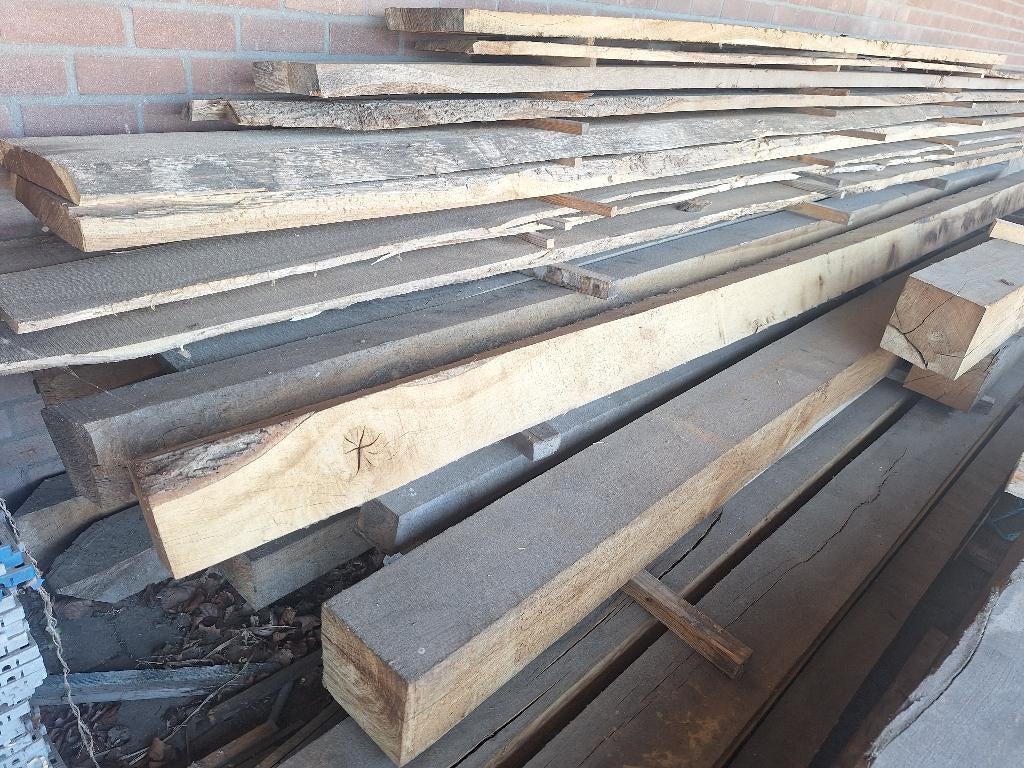 eiken planken en balken, Doe-het-zelf en Verbouw, Hout en Planken, Ophalen, Eiken, Plank, 50 mm of meer