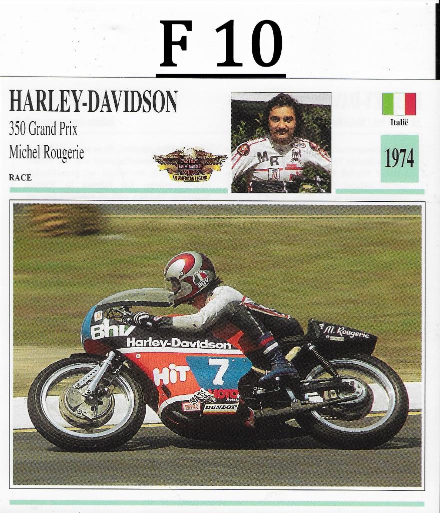 F10 motorkaart harley davidson 350 grand prix (1974, Ophalen of Verzenden, Zo goed als nieuw, Auto's