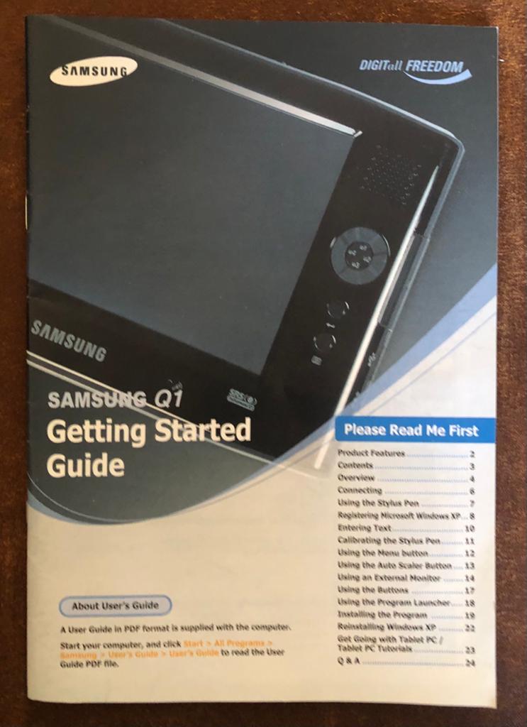 Handleiding Samsung Q1 UMPC - Getting Started Guide, Computers en Software, Windows Laptops, Ophalen of Verzenden, Zo goed als nieuw
