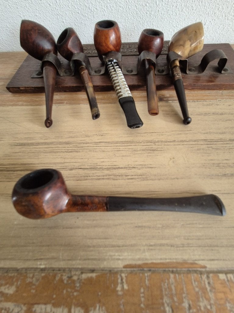 Tabakspijpen - Pijpenrek - Hout - 6 stuks - o.a. Lindbergh., Ophalen of Verzenden, Gebruikt, (Water)pijp