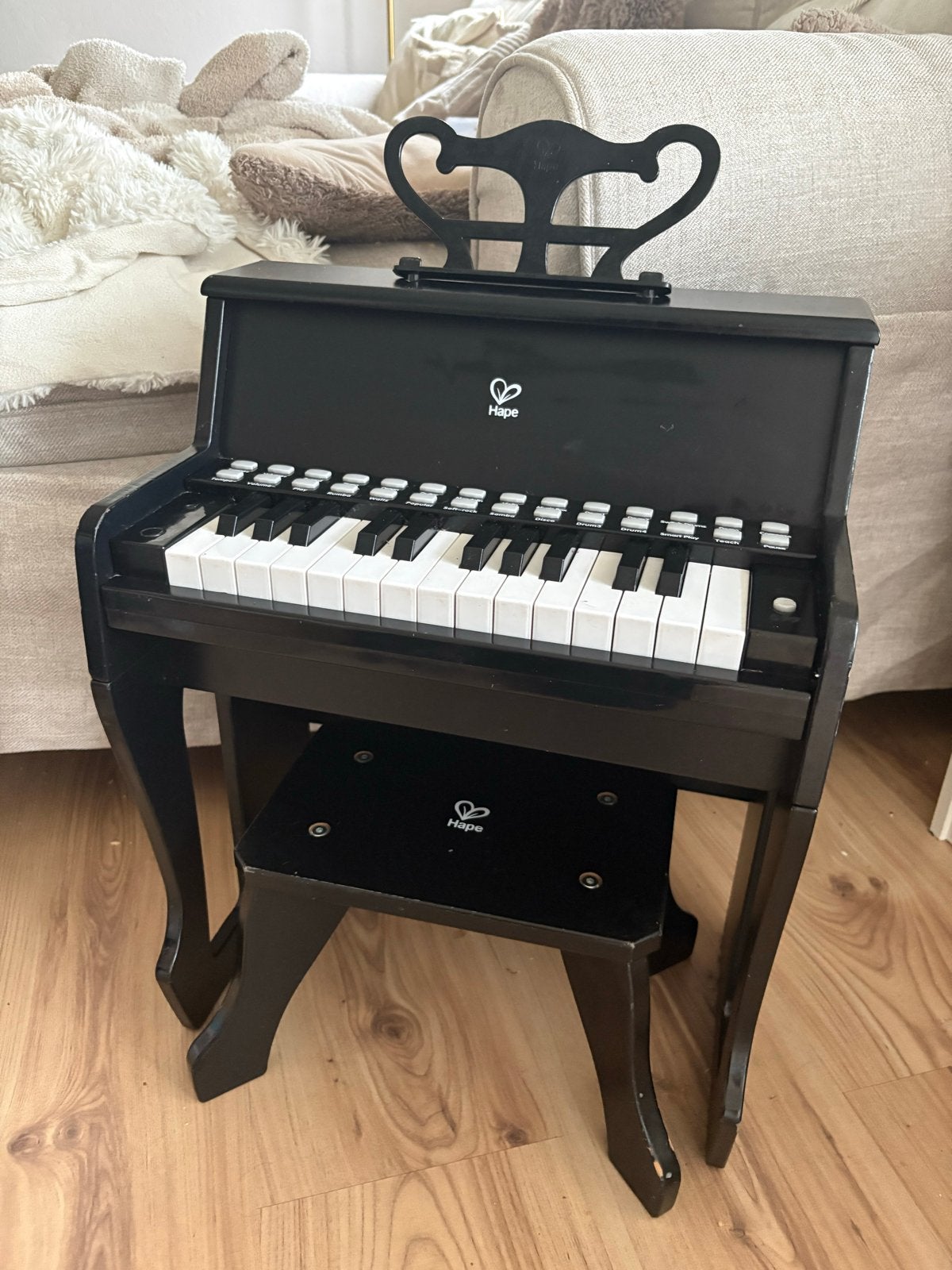 Hape Kinder Piano met Krukje - Zwart, Ophalen, Zo goed als nieuw, Zwart, Piano