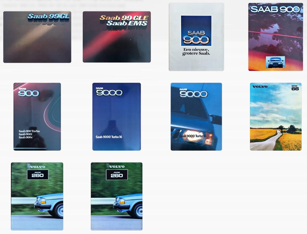 Folders Saab 99, 900, 9000 en Volvo 66, 260, Ophalen, Gelezen, Overige merken