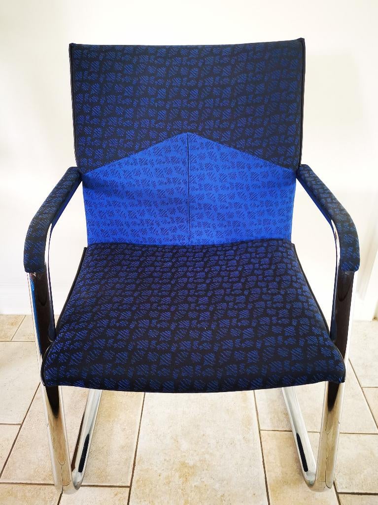 Vintage Artifort design chrome fauteuil Sledestoel stoel, Ophalen, Gebruikt, 75 tot 100 cm, Metaal