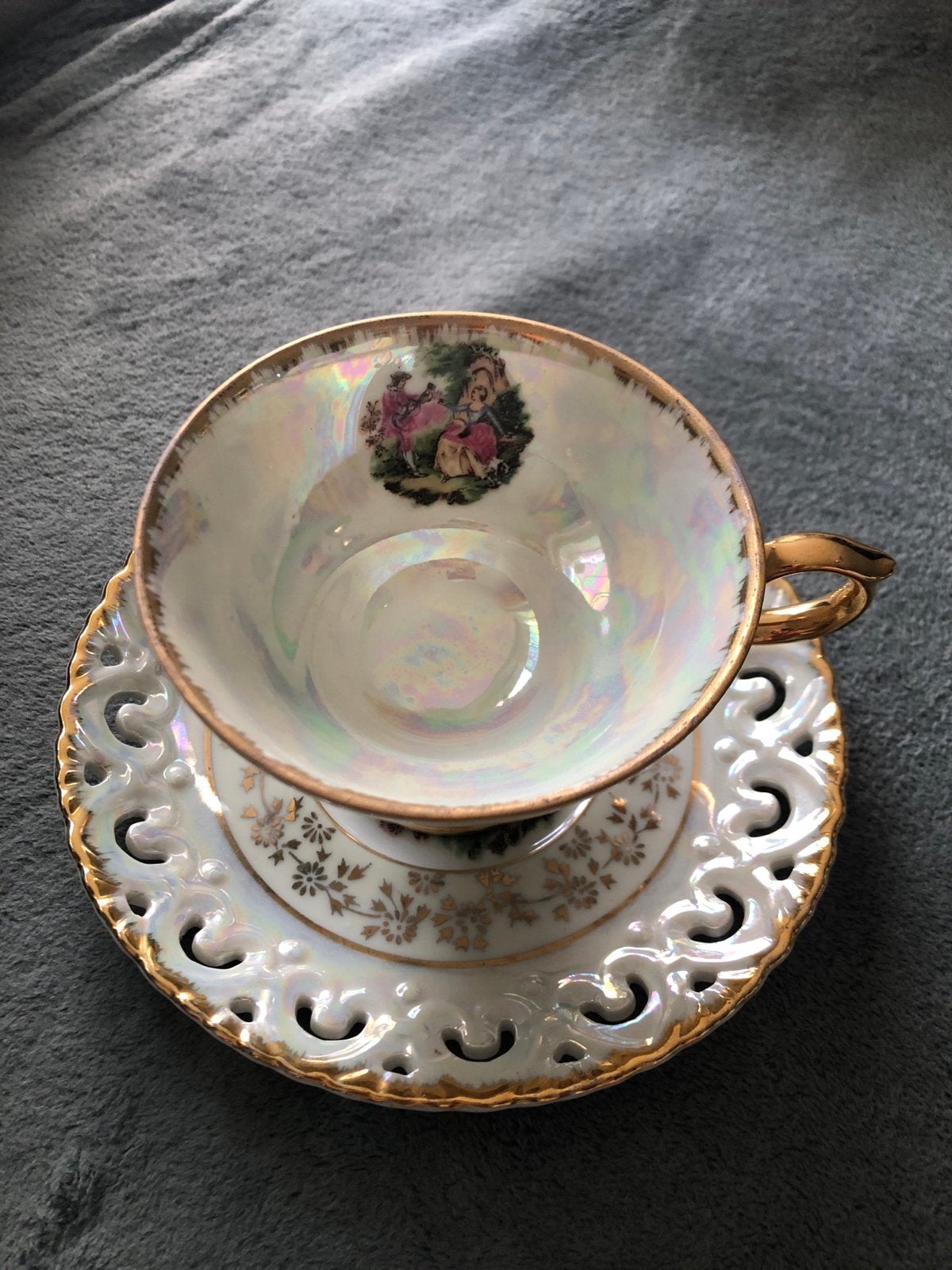 Vintage Versailles kop en schotel, parelmoer, Ophalen of Verzenden