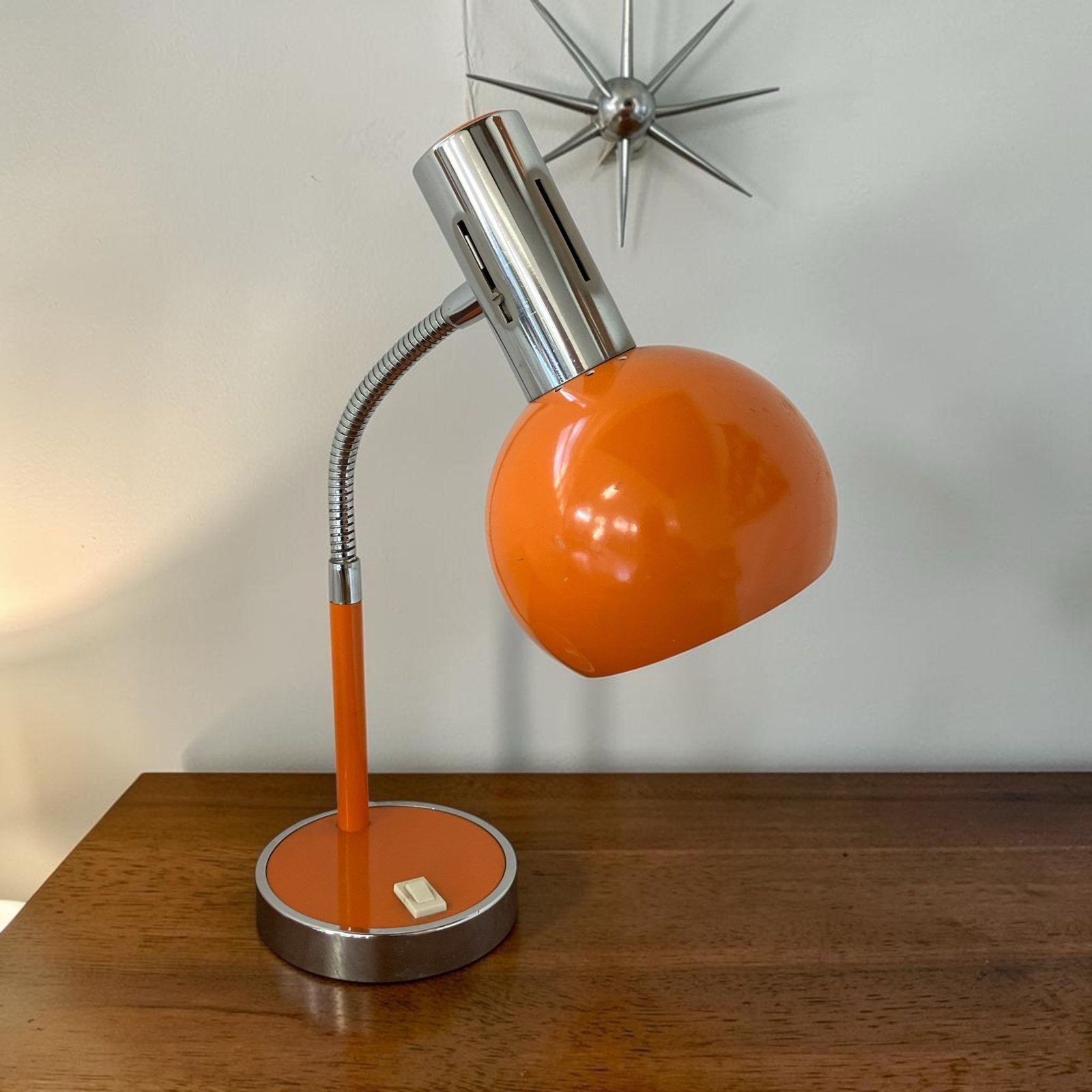 Vintage 70s Oranje Bureaulampje Space Age, 40 cm hoog, Antiek en Kunst, Ophalen of Verzenden