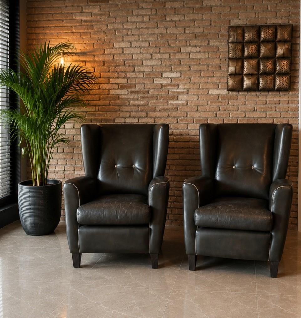 Twee leren fauteuils van Bench, donkerbruin, Huis en Inrichting, Fauteuils, Gebruikt, Ophalen of Verzenden, 75 tot 100 cm, Klassiek, Modern