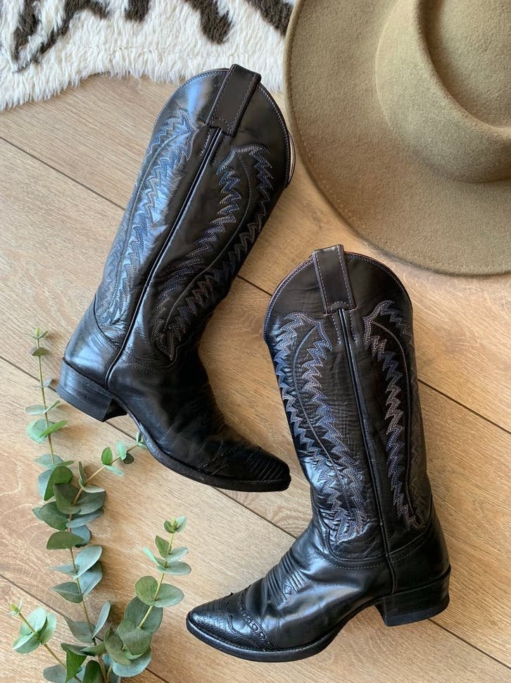 Justin Boots hoge cowboylaarzen 37 western boots laarzen, Hoge laarzen, -, Zwart, -