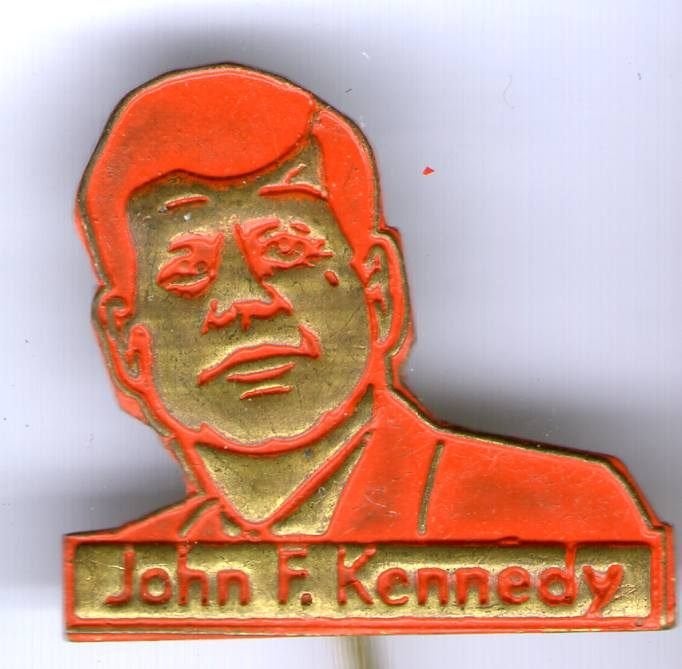 John F. Kennedy oranje op koper president speldje ( S_024), Verzenden, Nieuw, Figuurtje, Speldje of Pin