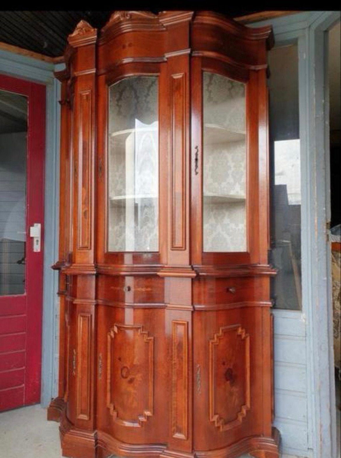 Klassieke kersenhouten vitrinekasten MAGAZIJN OPRUIMING, Huis en Inrichting, Ophalen, Gebruikt, 100 tot 150 cm, Kersenhout