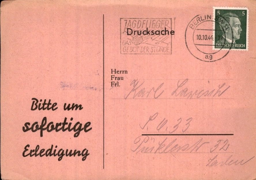 Derde Rijk - Lotterie - Postkaart - 1944, Ophalen of Verzenden, Briefkaart