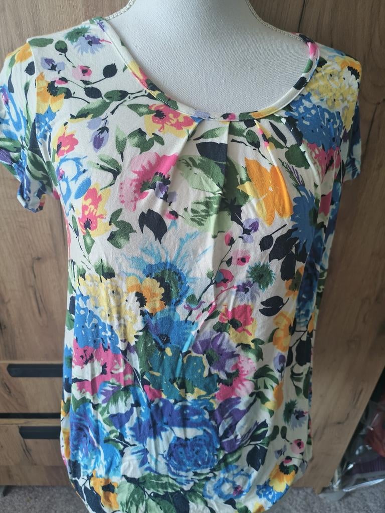 Tantilly balloon top wit bloemen maat S, Verzenden, Wit, Zo goed als nieuw, Korte mouw
