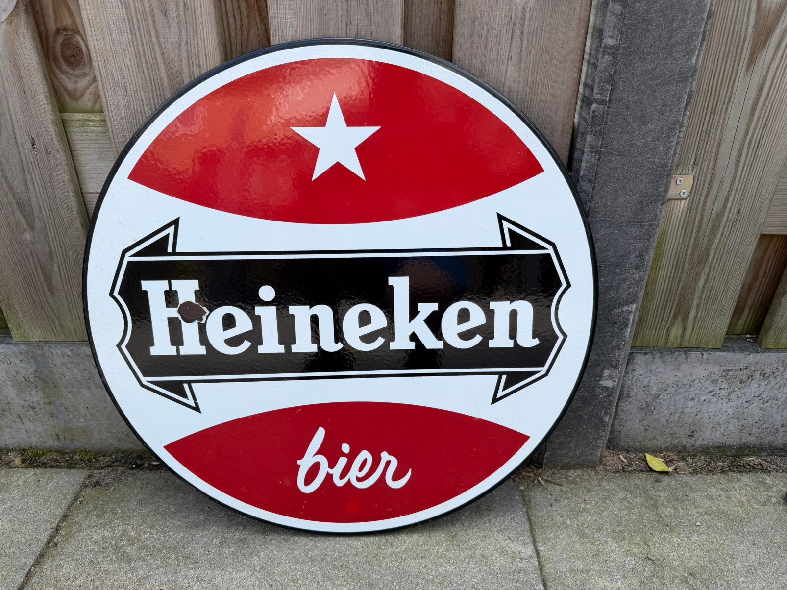 Heineken emaille reclamebord 57 cm, Reclamebord, Gebruikt, I, Ophalen of Verzenden