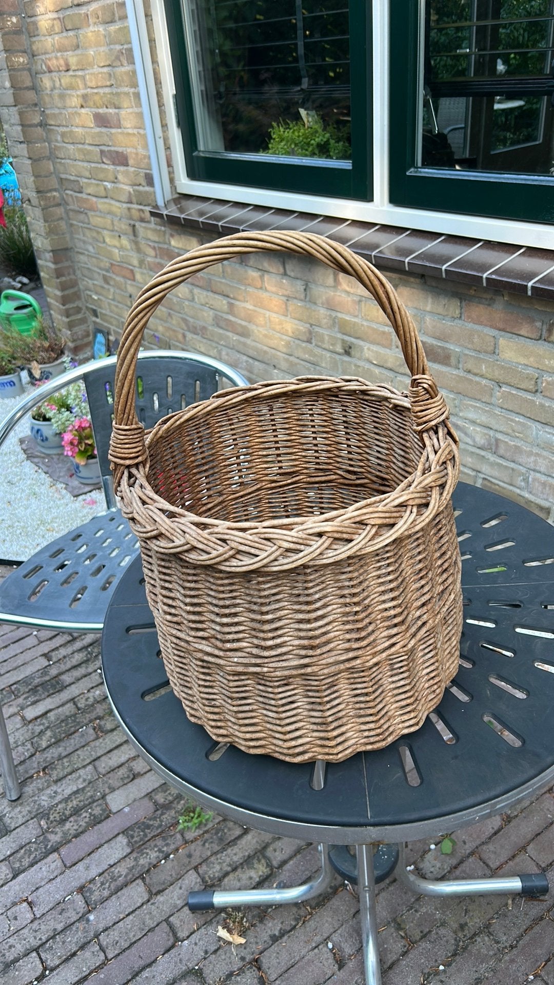 Mooie rieten mand 28x30 48 mrt hengsel, Ophalen of Verzenden, Gebruikt