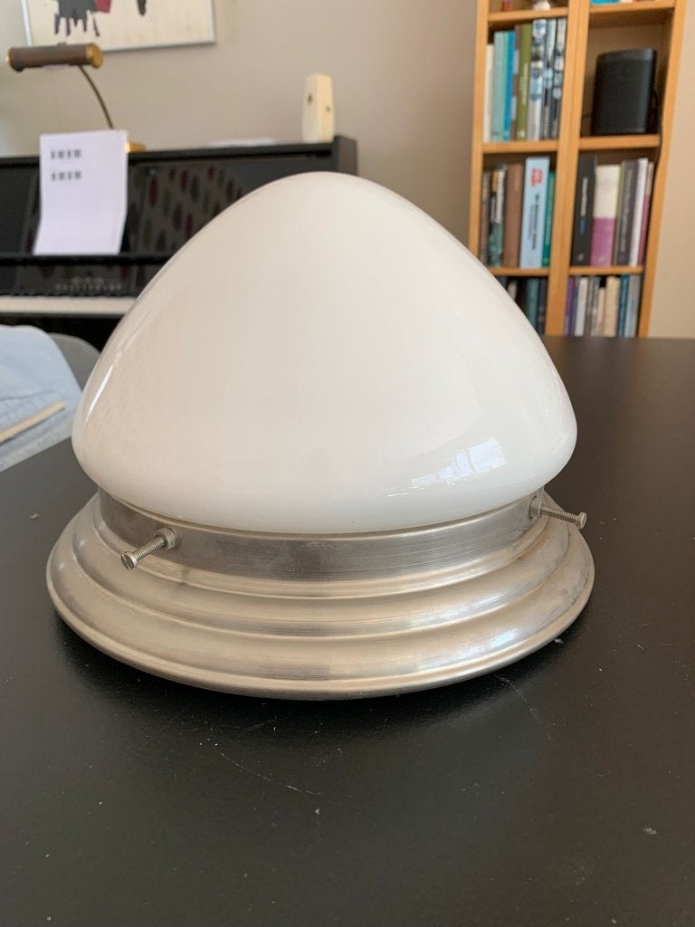 Plafonnière melkglas Art Deco, Ophalen, Gebruikt