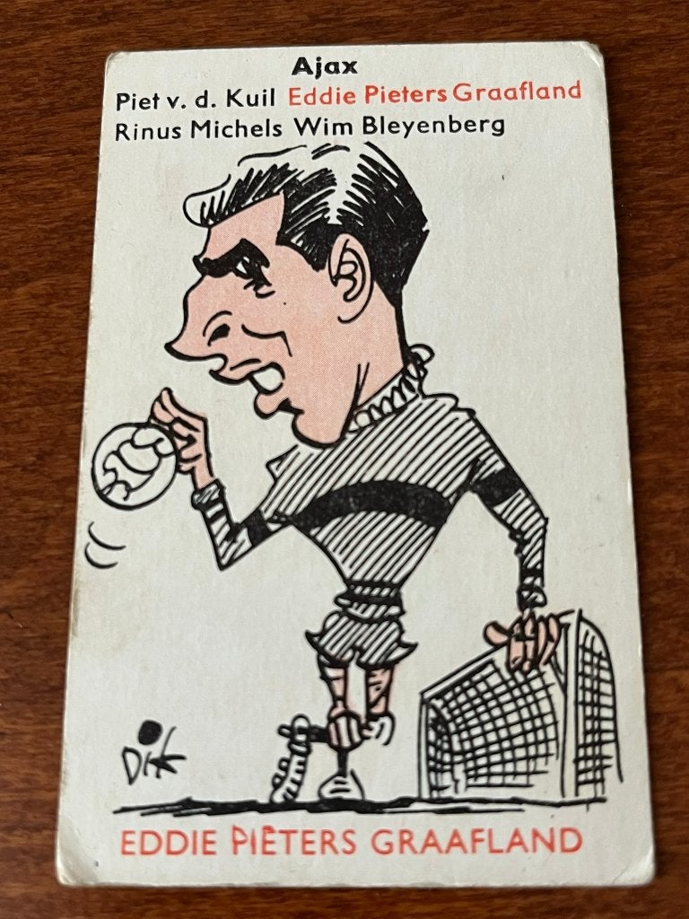 Eddie P G karikatuur Dik Bruynesteyn Monty voetbalplaatje, Verzamelen, Sportartikelen en Voetbal, Ophalen of Verzenden, Gebruikt