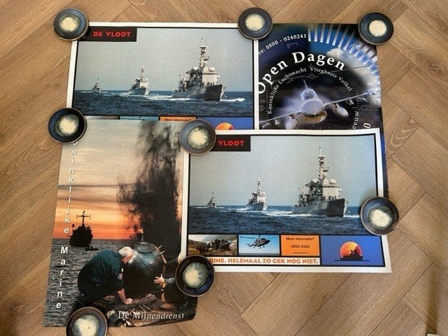 4 posters Defensie: Koninklijke Marine, Open Dagen Luchtmach, Ophalen of Verzenden, Overige soorten, Nederland, Foto of Poster