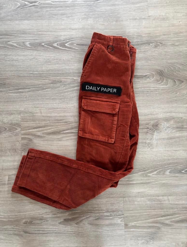 Daily paper lange broek, corduroy cargo broek maat XS, Ophalen of Verzenden, Zo goed als nieuw, Overige kleuren, W27 (confectie 34) of kleiner