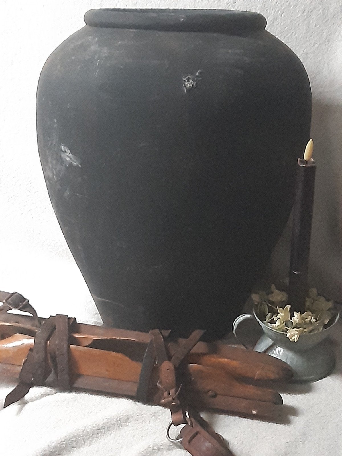 Grote landelijke aardewerk pot ,kruik ,stoer brocante  sober, Ophalen