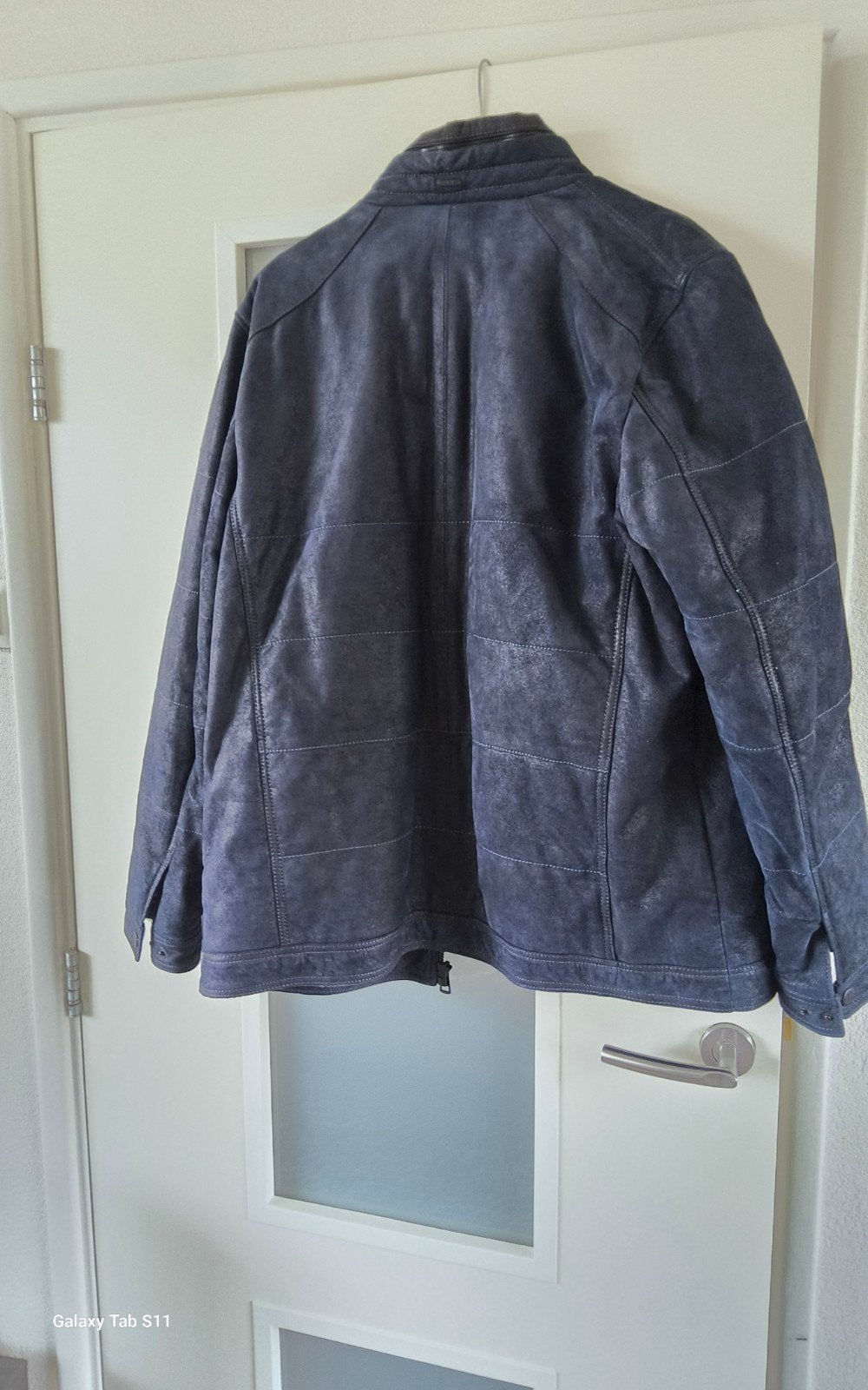 Donkerblauwe lederen jas, Ophalen, Blauw, Maat 56/58 (XL), Zo goed als nieuw