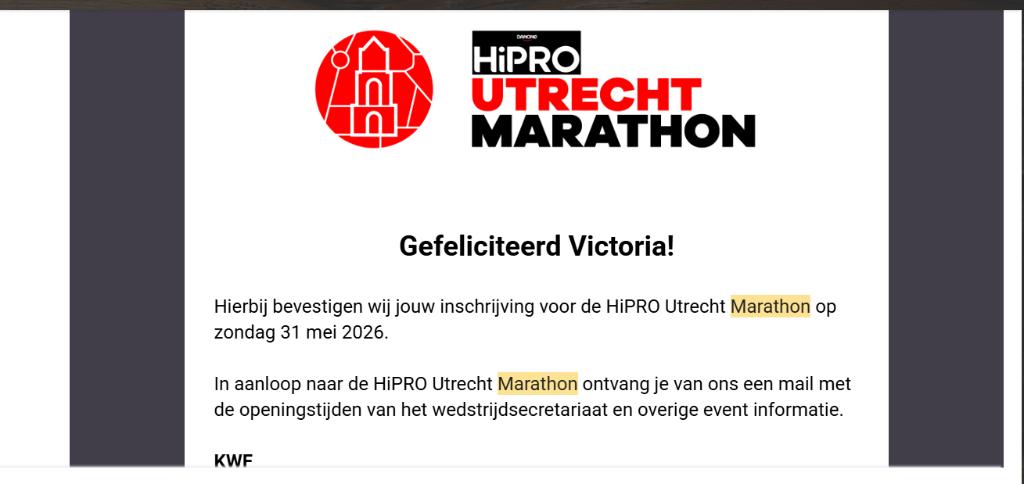 Startbewijs hele marathon Utrecht + tassenafgifte, Sport en Fitness, Loopsport en Atletiek, Ophalen of Verzenden, Nieuw, Overige typen