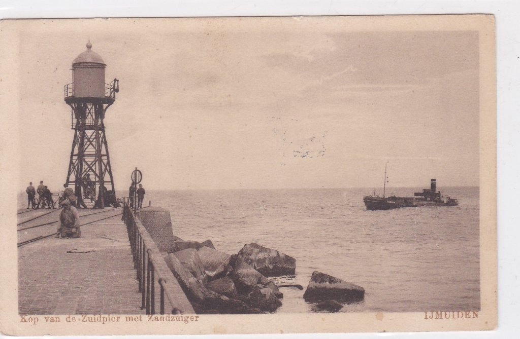 18708 Kop van de zuidpier met zandzuiger IJmuiden, Verzenden, Voor 1920, Gelopen, Noord-Holland