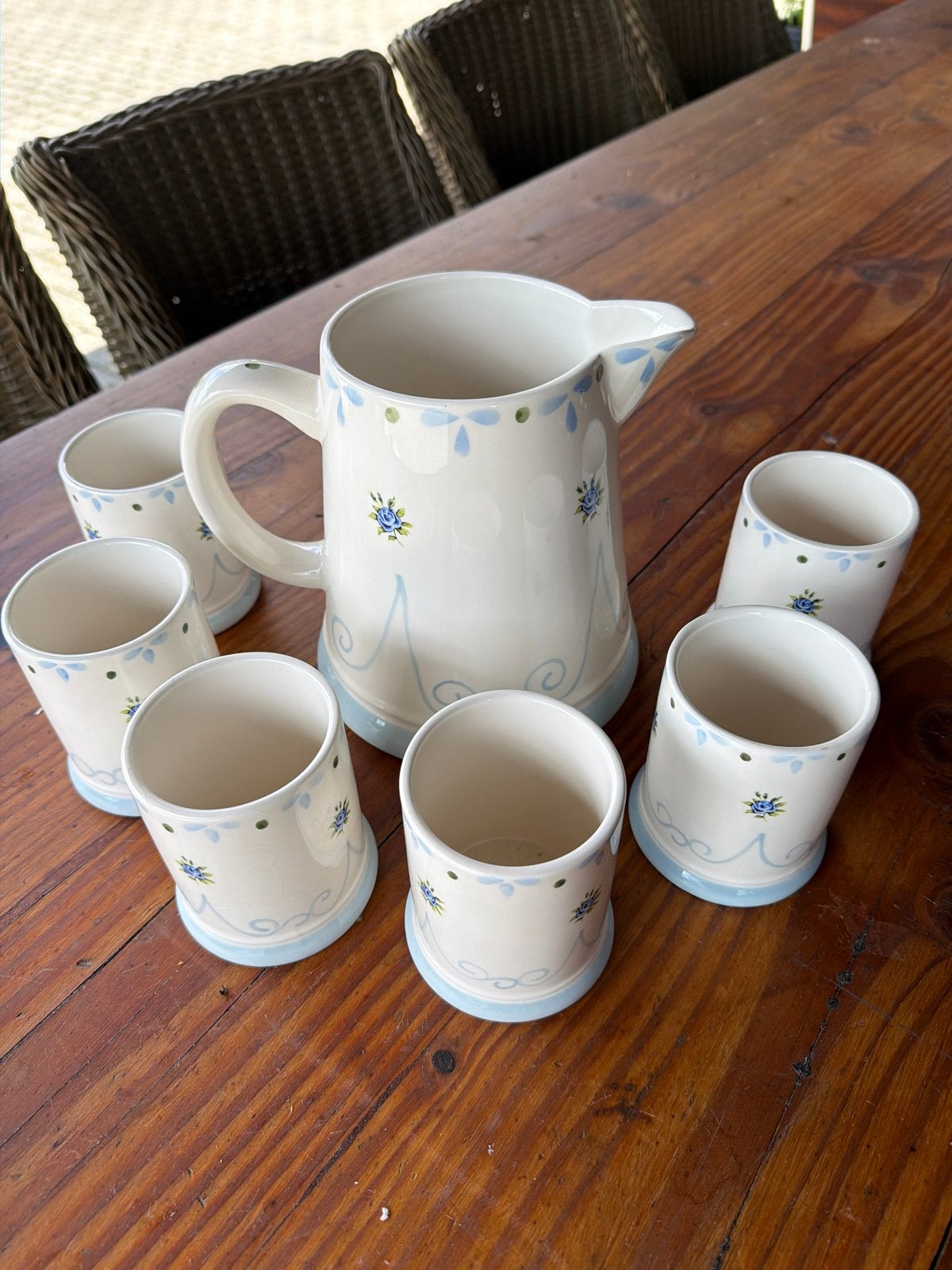 Melkset Jet by ter Steege met zes bekers, Huis en Inrichting, Keuken | Servies, Gebruikt, Keramiek, Overige typen, Ophalen of Verzenden