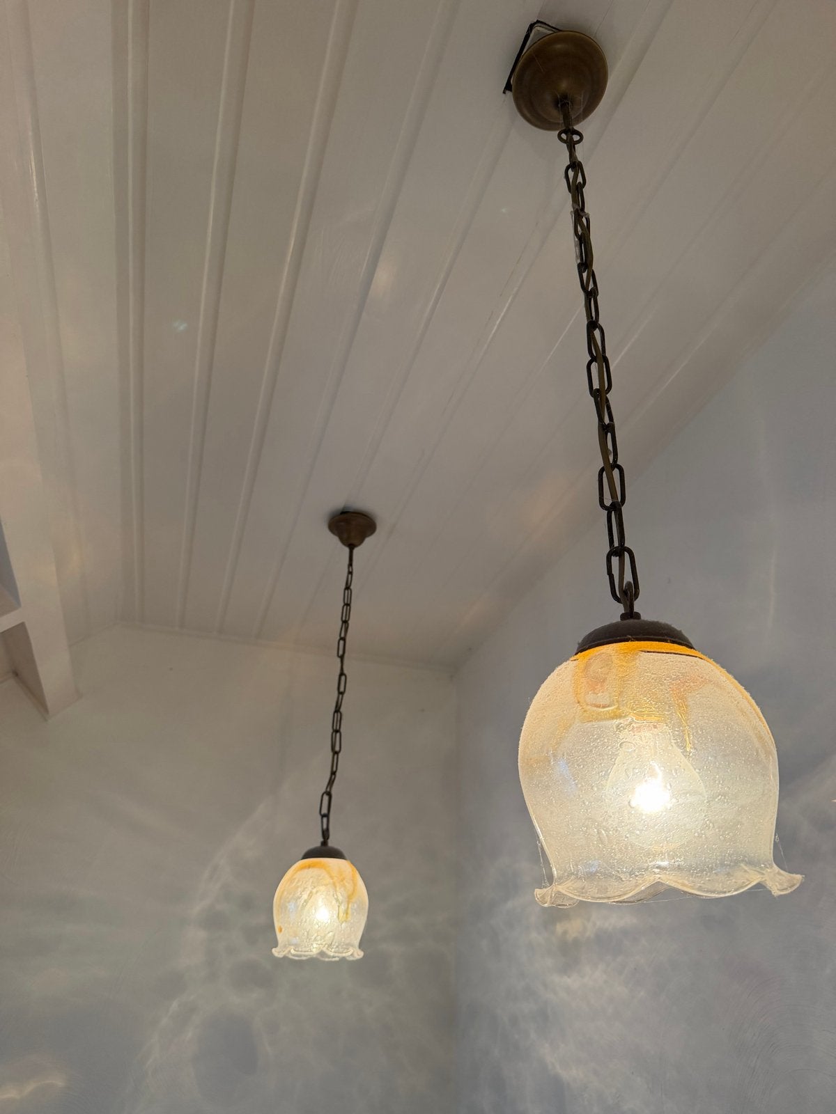 Murano glazen hanglamp (Mid-Century) 2 sruks, Antiek en Kunst, Antiek | Lampen, Ophalen of Verzenden