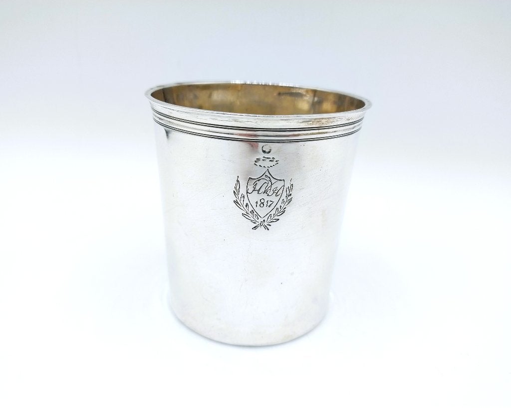 Zilveren beker, L.J. Thomas, Parijs, Frankrijk, 1817, Antiek en Kunst, Verzenden, Zilver