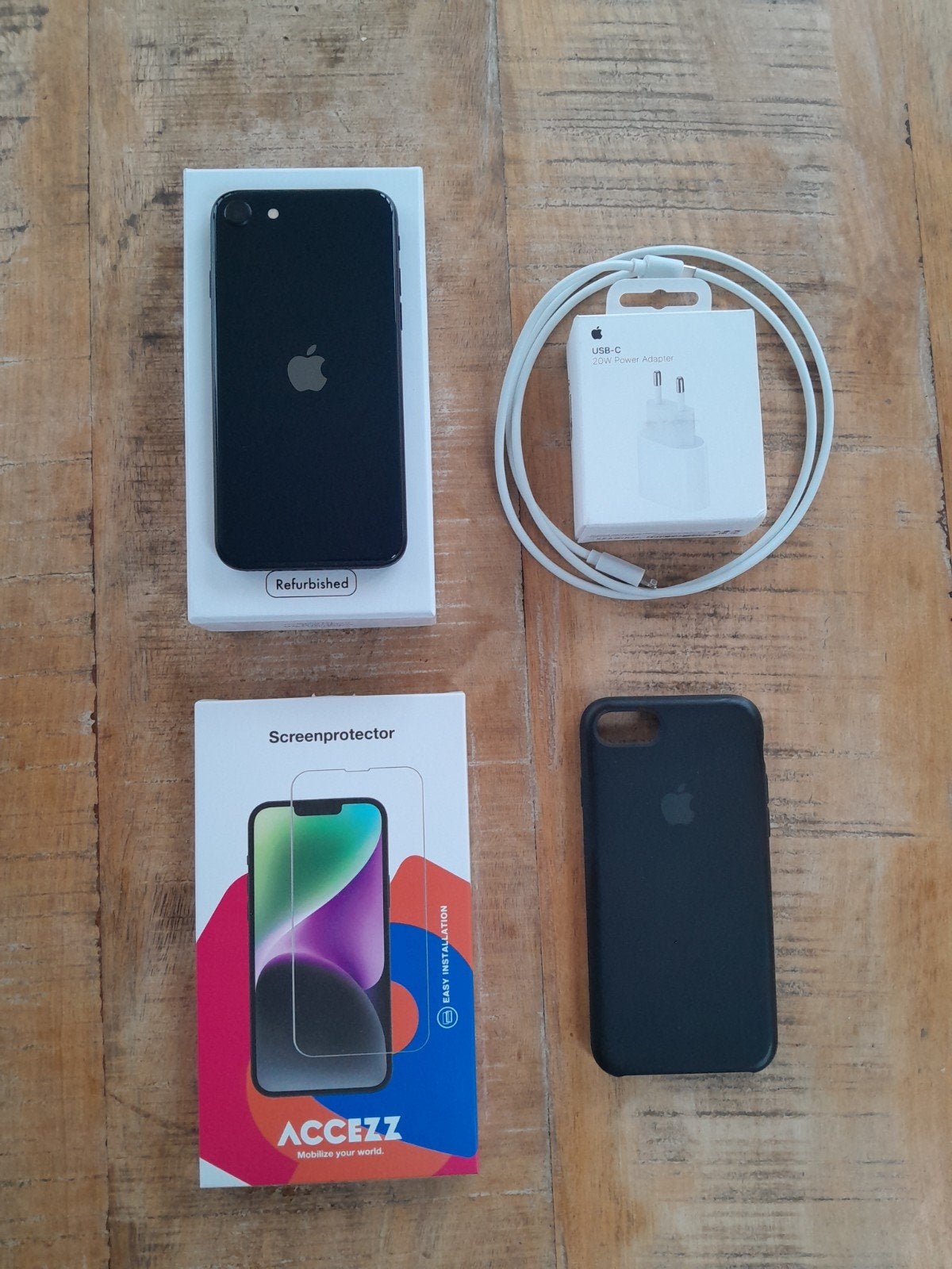 Apple IPhone SE 2022+oplaadstekker+hoes+screenprotector(s), Telecommunicatie, Mobiele telefoons | Apple iPhone, Zwart, Ophalen of Verzenden