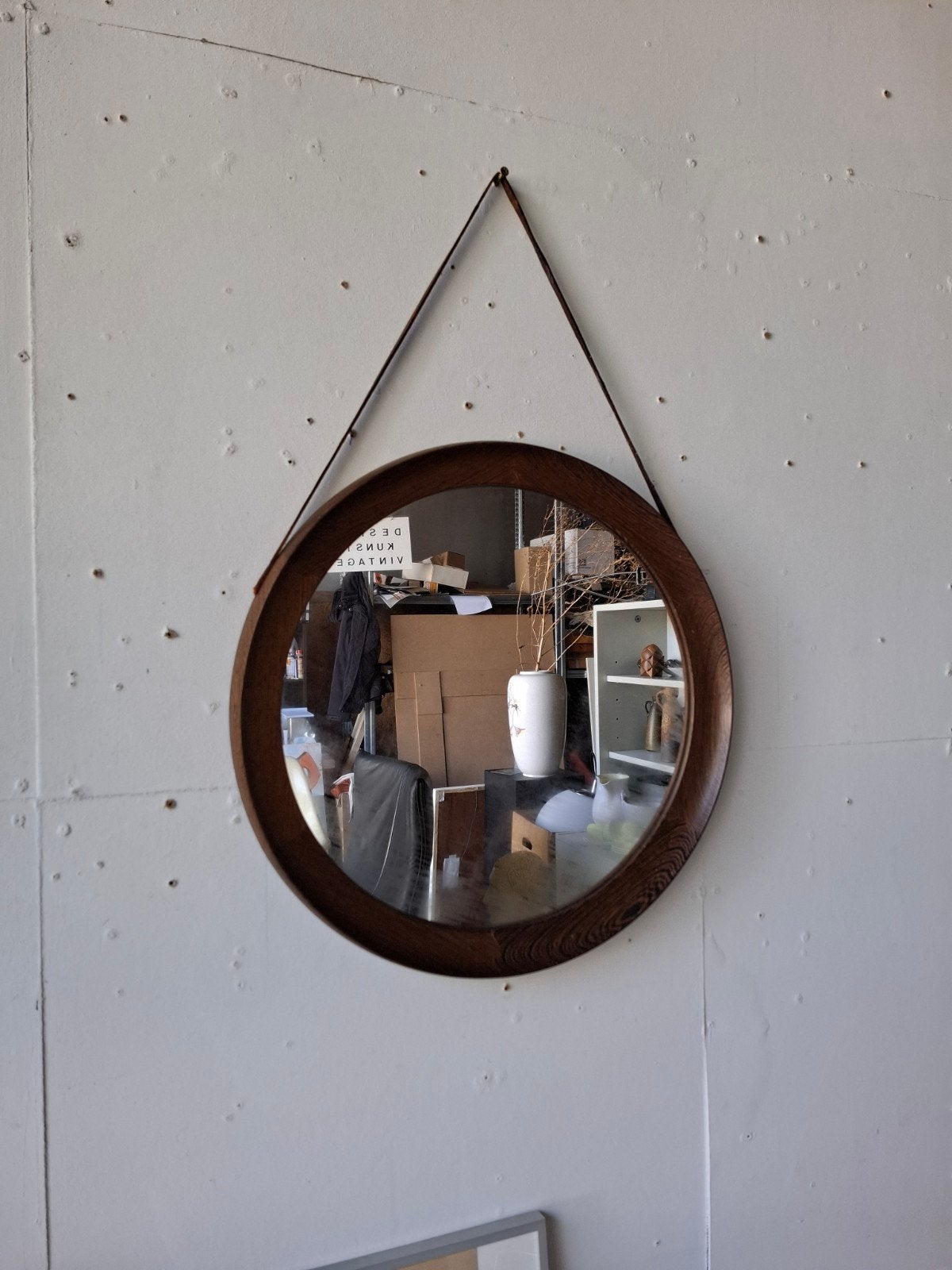 Vintage spiegel OW Hack Zwolle retro design, Huis en Inrichting, Ophalen, Gebruikt, Rond, Minder dan 100 cm