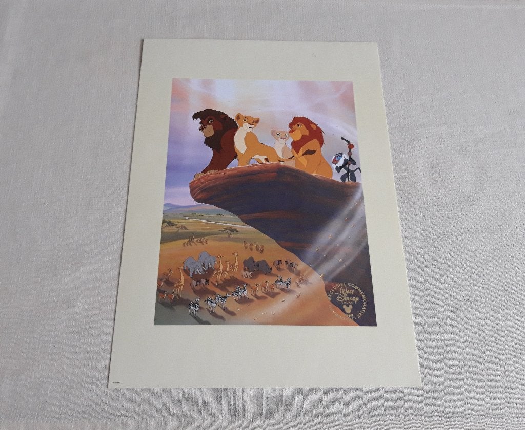 Lion King Leeuwenkoning litho tekening Walt Disney 1999, Ophalen of Verzenden, Leeuwenkoning of Jungle Boek, Gebruikt, Plaatje of Poster