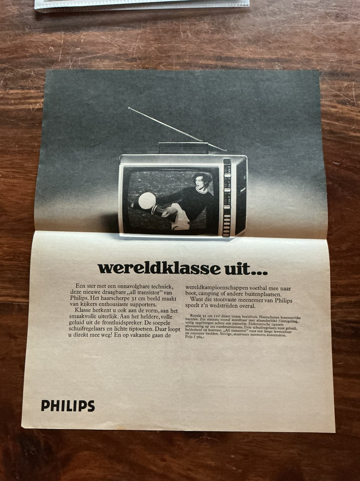 Voetbl reklme Philips Johan Cruijff 1974 Ajax NLD elftal, Ophalen of Verzenden, 1960 tot 1980, Knipsel(s)