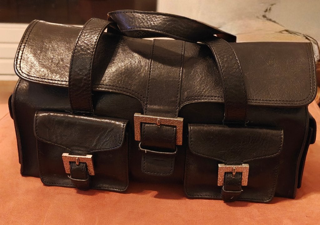 Leren handtas, Sieraden, Tassen en Uiterlijk, Ophalen, Zo goed als nieuw, Zwart, Handtas